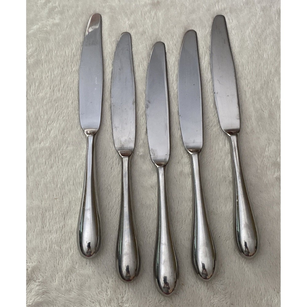 5 Modern Hollow Dinner Knives Gourmet Settings Stainless Alto 18/10 Plain Taper